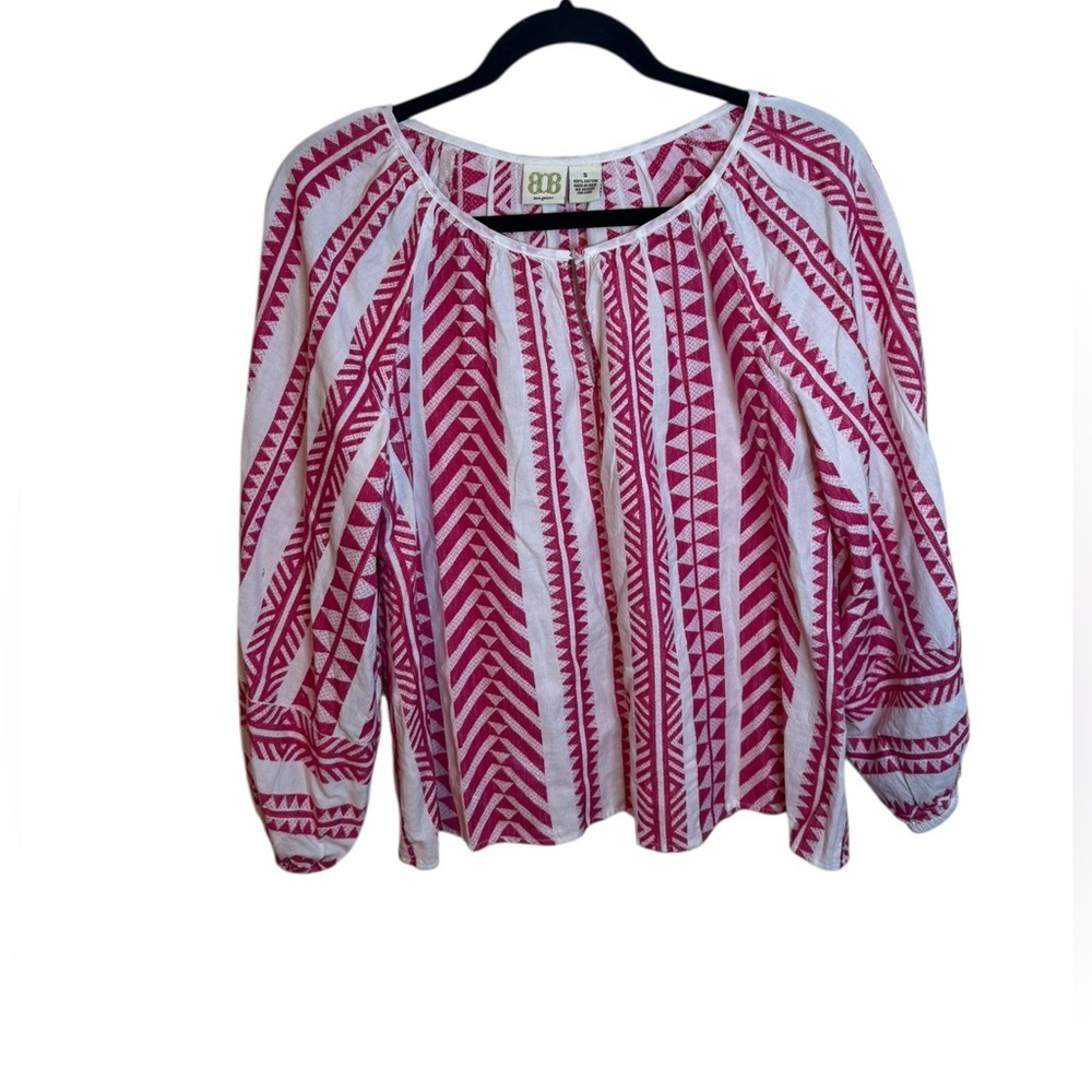 Boo Gemes Pink Embroidered Bohemian Halsey Blouse